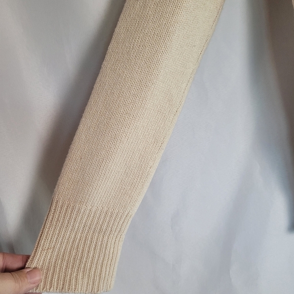 Organic John Patrick Oatmeal Crewneck Hi Low Sweater Women's Size S Wool Blend - Picture 2 of 10